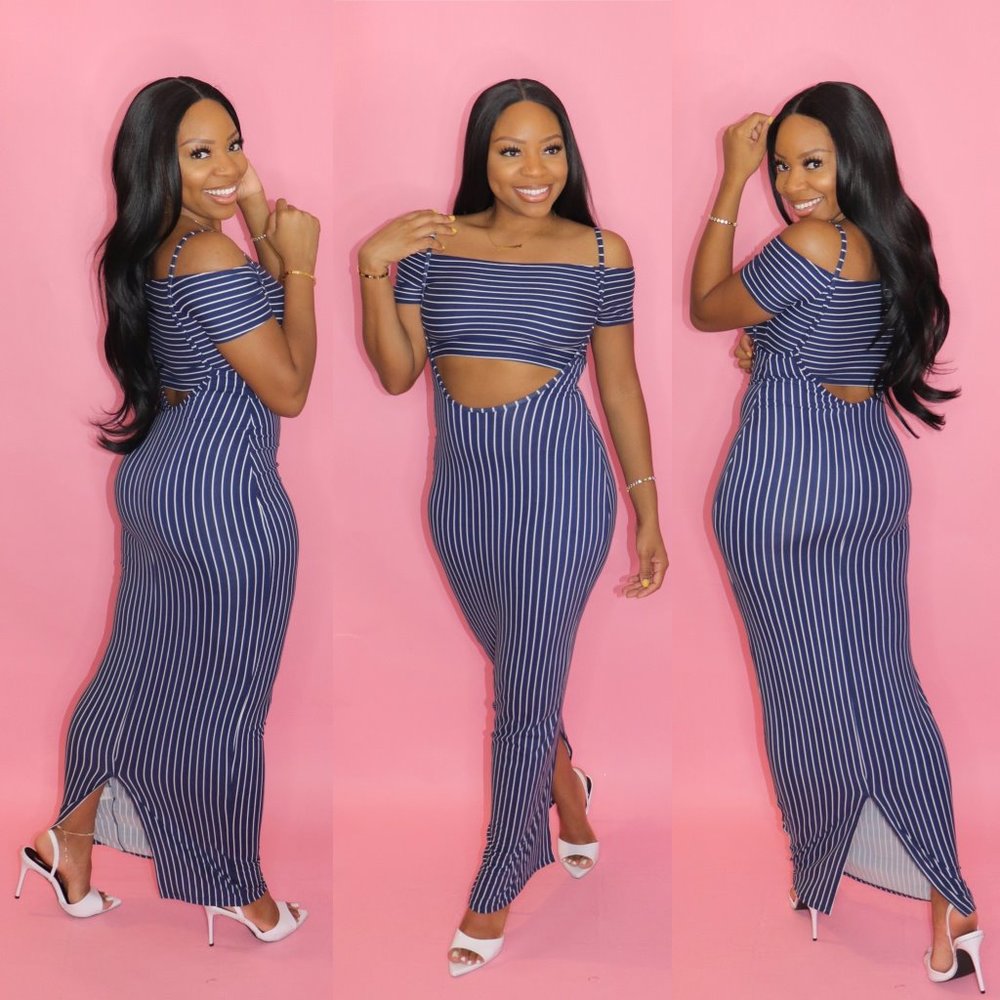 So Much Body Navy 2 Piece Maxi Dress - BOUTIQUE